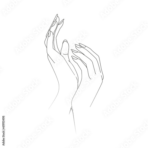 Line art female hands elegant minimalist simple vector art adjustable stroke 