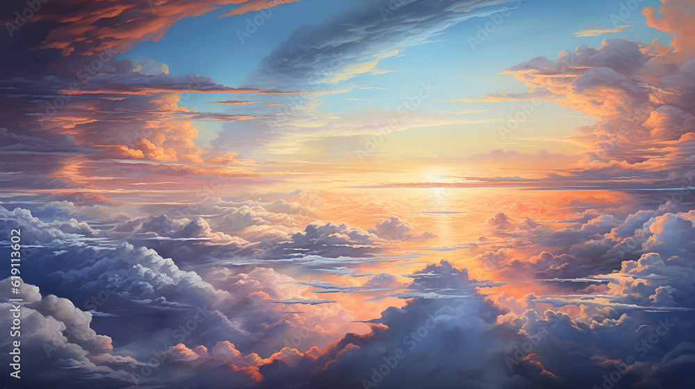 sunset in the clouds, created with Generative AI