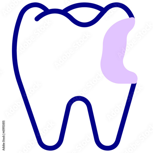 cavity tooth colored vector icon
