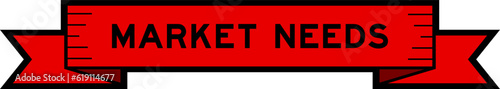 Ribbon label banner with word market needs in red color on white background