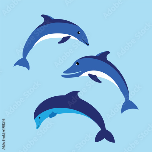  vector cute dolphin cartoon illustration