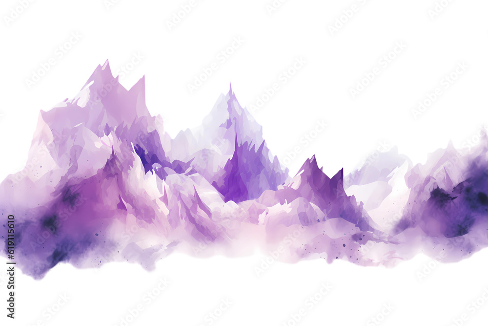 mountains watercolor painted, isolated on white, transparent