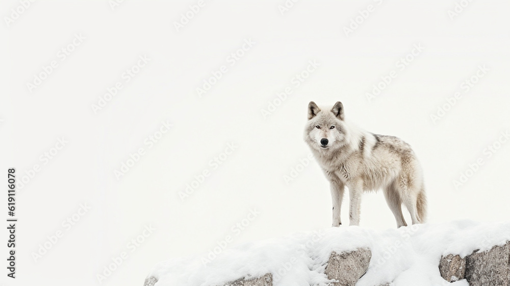 Fototapeta premium wolf in snow HD 8K wallpaper Stock Photographic Image