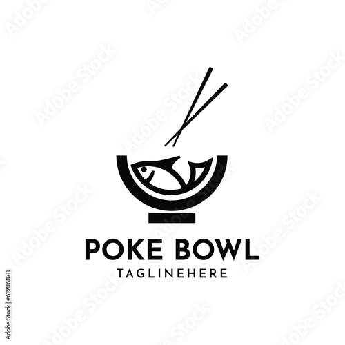 Fish with Bowl and Chopsticks for Poke Bar or Sushi Logo design inspiration