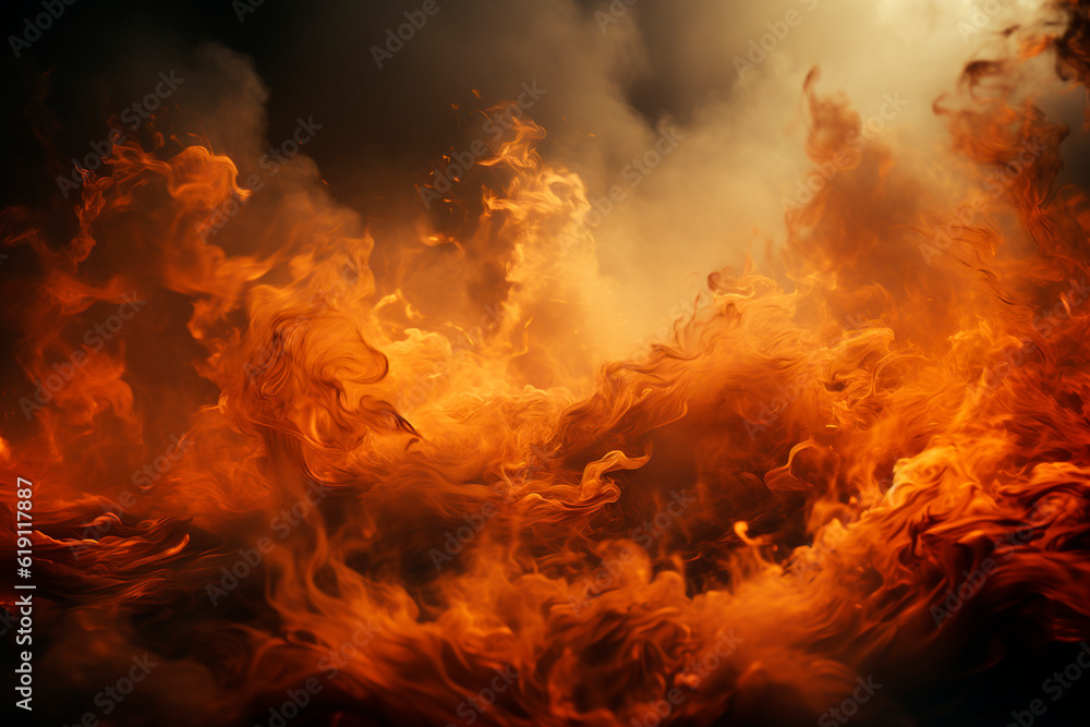Fire flames on black background. Abstract background. Texture. Design element.generative ai
