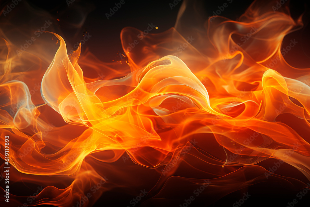 Fire flames on black background. Abstract background. Texture. Design element.generative ai Fire flames on black background. Abstract background. Texture. Design element.generative ai