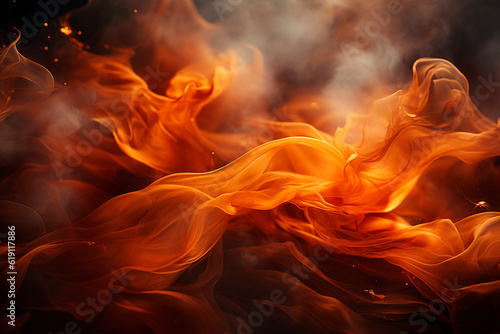Fire flames on black background. Abstract background. Texture. Design element.generative ai