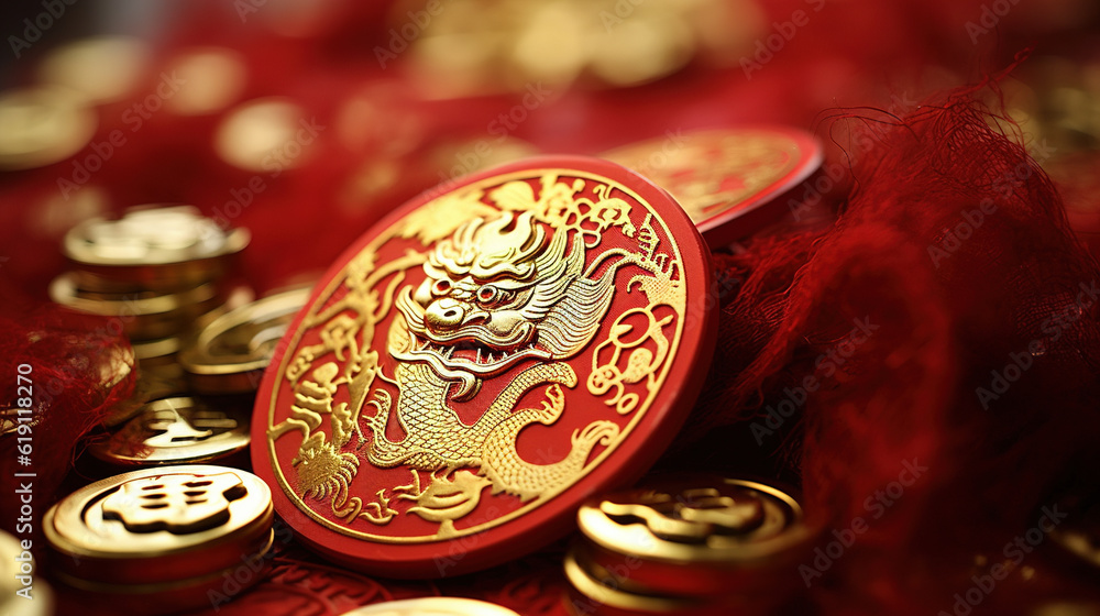 Chinese New Year Ornaments. Traditional Dancing Dragon. Years of the Dragon