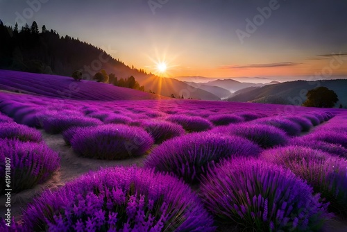 lavender field at sunset Generated AI