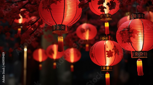 Chinese style red lanterns. Chinese new year decorations