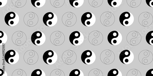 outline silhouette yin yang seamless pattern