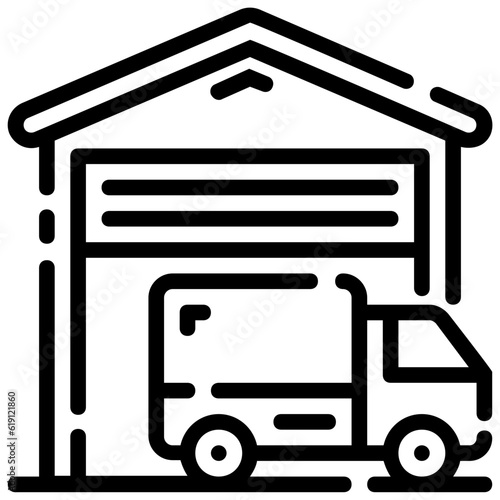 warehouse outline vector icon