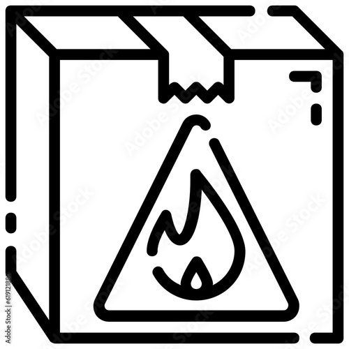 flammable package outline vector icon