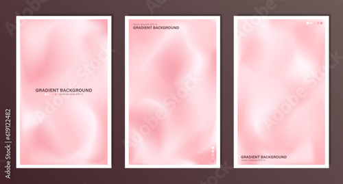 Template of soft pink backgrounds. Vector pastel wallpapers with blurred wavy fluid gradient. Digital backdrop with silk or satin texture for web or print cover banners, posters, flyers