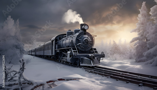 old train in snow