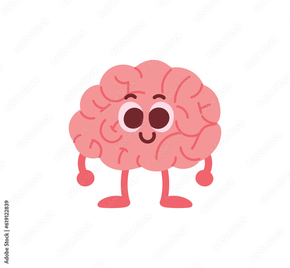 Standing brain character, brain anthropomorphism concept character illustration. Standing brain character, brain anthropomorphism concept character illustration.