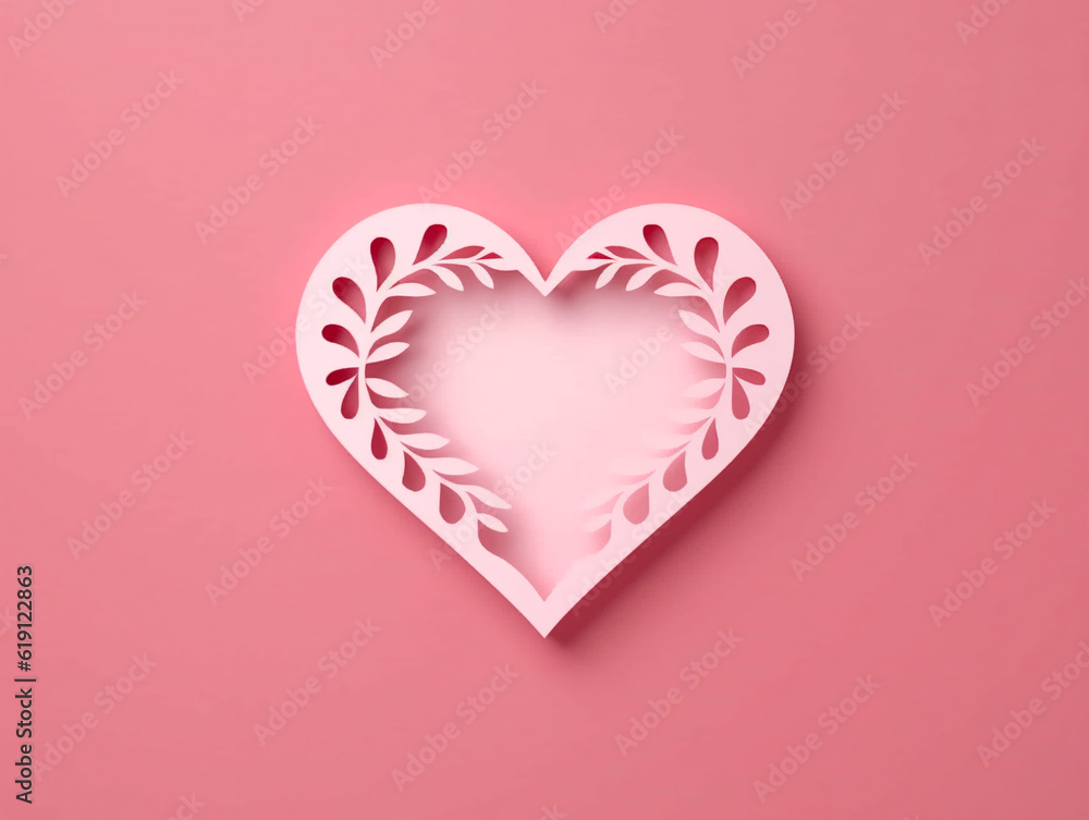 Heart on a pink background, Ai Generation