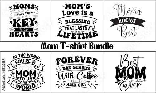 Mom Typographic T-Shirt Design Bundle Design 