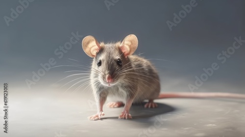 Cute gray little mouse isolated. Gray rat closeup. Veterinarian consultation. Rodent specialist. Smart rodent. Rat pet. Generative ai.