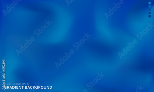 Template of bright blue background. Vector wallpaper with blurred wavy fluid gradient. Digital backdrop with silk or satin texture for web or print cover banners, posters, flyers