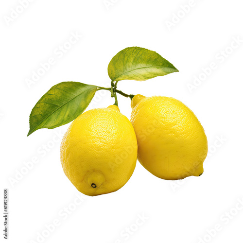 Fresh yellow lemon whole fruit transparent background