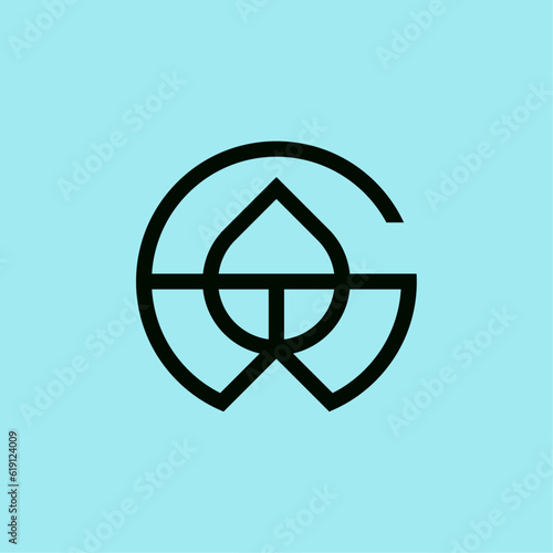 simple letter GT or TG nature monogram logo