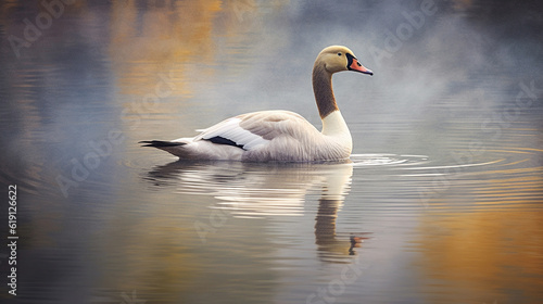 swan on the water HD 8K wallpaper Stock Photographic Image