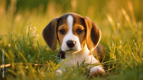 beagle dog in the grass HD 8K wallpaper Stock Photographic Image