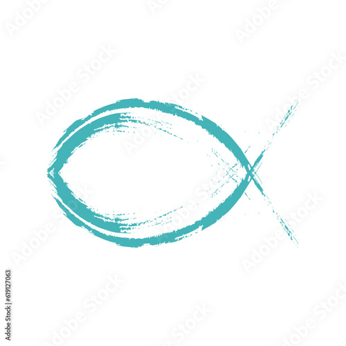 Christian religion symbol fish created in grunge style