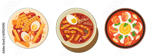 delicious korean food icon set by generative ai