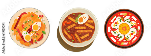 delicious korean food icon set by generative ai