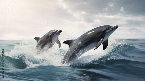 dolphin jumping out of water HD 8K wallpaper Stock Photographic Image © Ahmad