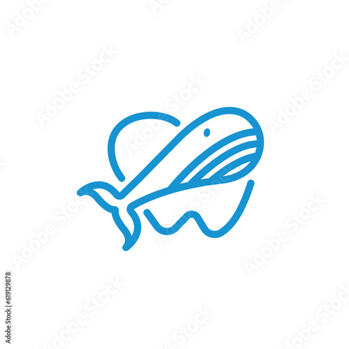 whale and teeth minimal logo design