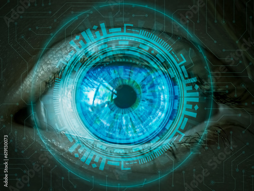 eye of technology modern concept Used to make backgrounds, flyers, posters, news.