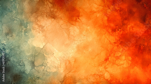 Vibrant Fusion of Orange and Blue Tones in an Abstract Watercolor Painting, Exuding a Moody Ambience
