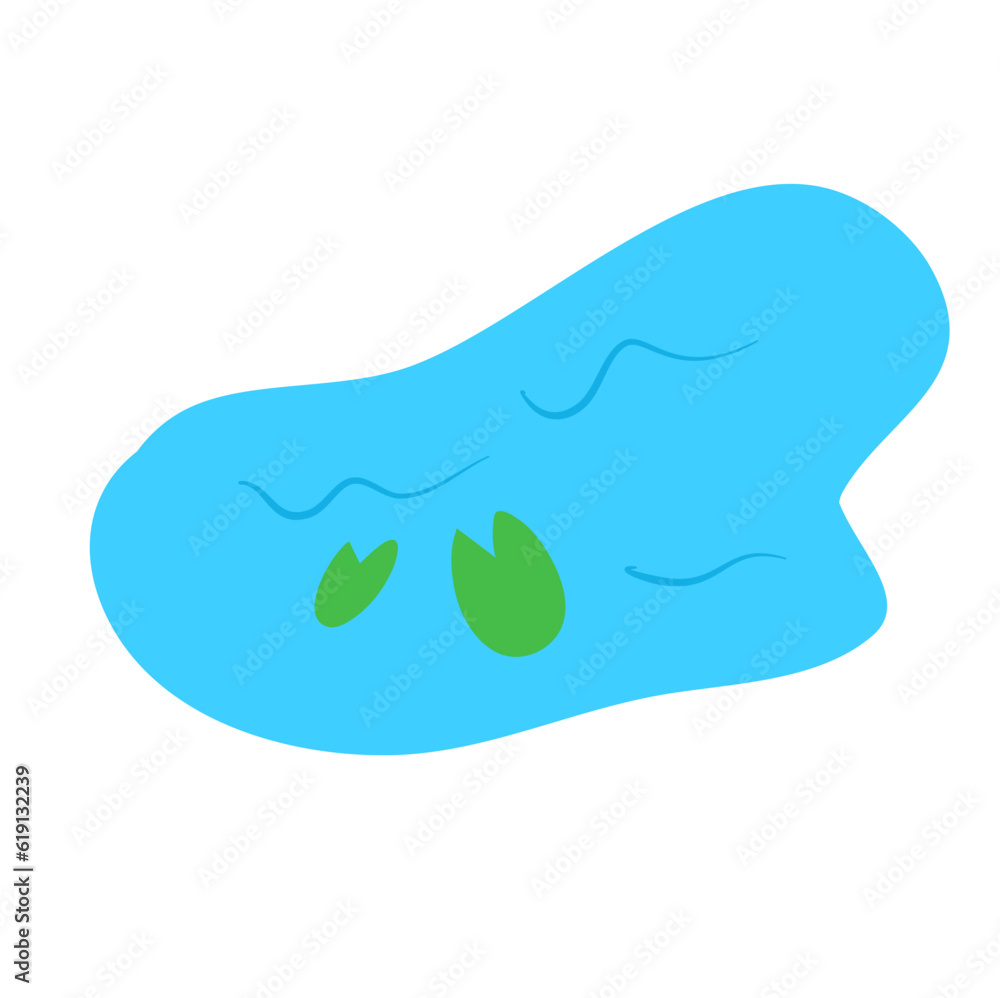 Swamp Illustration With Lotus Plants Swamp Illustration With Lotus Plants