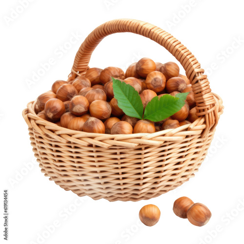 Delicious hazelnuts isolated on transparent background, png clip art. Generated with AI.
