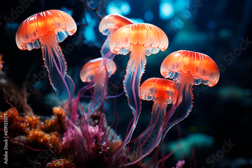 Beautiful jellyfish swimming in the aquarium Fototapet