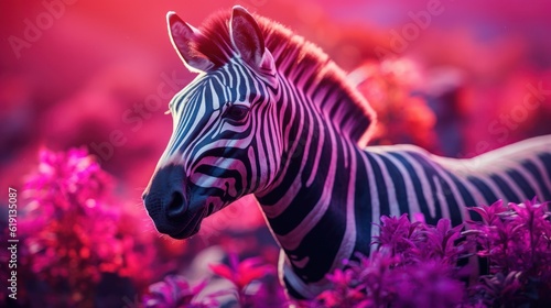 Vibrant colorful portrait of zebra. Artistic creative sketchbook cover or PC splash screen template. Generated with AI.