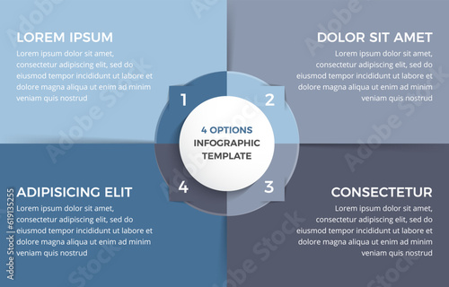Infographic template with four elements, circle diagram, vector eps10 illustration