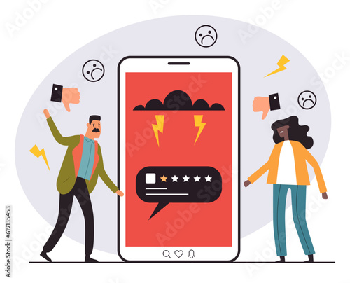 Cyber bully media social bullying cyberbullying abuse abstract concept. Vector design graphic illustration