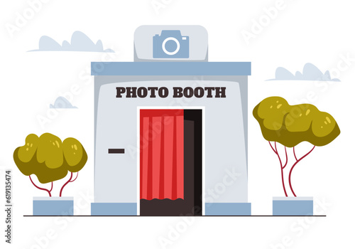 Photo booth machine pictures film cabin concept. Vector design graphic illustration
