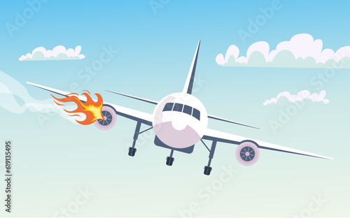 Airplane aircraft aeroplane crash accident concept. Vector design graphic illustration
