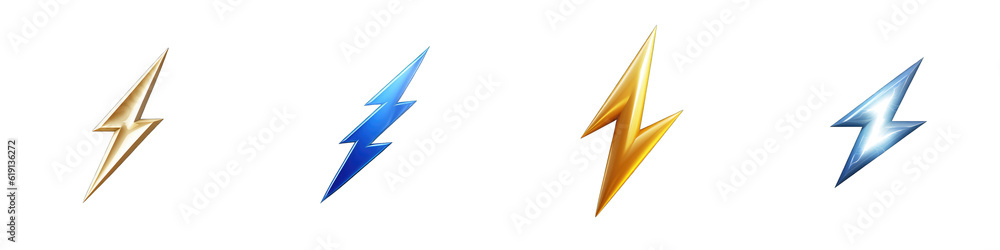 Naklejka premium Lightning bolt clipart collection, vector, icons isolated on transparent background