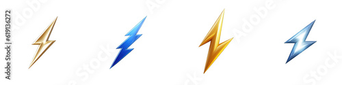 Lightning bolt clipart collection, vector, icons isolated on transparent background