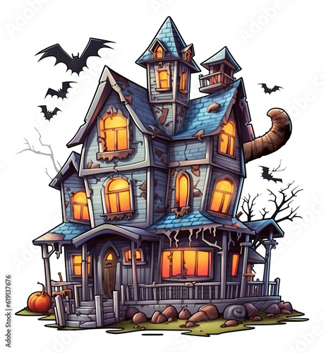Scary halloween mansion cartoon isolated. © Pro Hi-Res