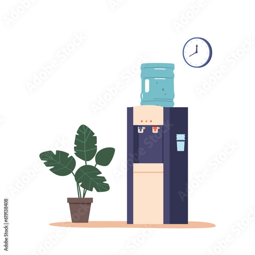 Refreshing And Invigorating Water Cooler In Office, Provides A Thirst-quenching Experience Vector Illustration