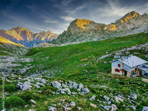 Vega de Ario mountain refuge, Picos de Europa National Park and Biosphere Reserve, León province, Spain photo