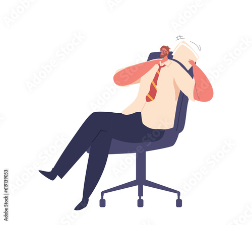 Office Worker Male Character Improvises With Paper Fan To Combat Heat And Stay Cool During Hot Weather