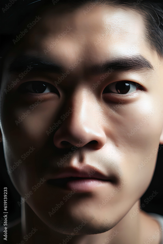 Portrait of an Asian man, close-up, Ai generated art Portrait of an Asian man, close-up, Ai generated art